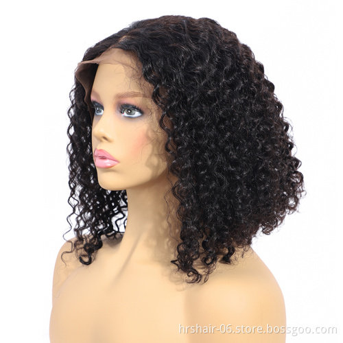 Human Hair Lace Front Bob Wigs Brazilian Curly Short  Lace Wig with Baby Hair Side Part Glueless Lace Front Wig for Women